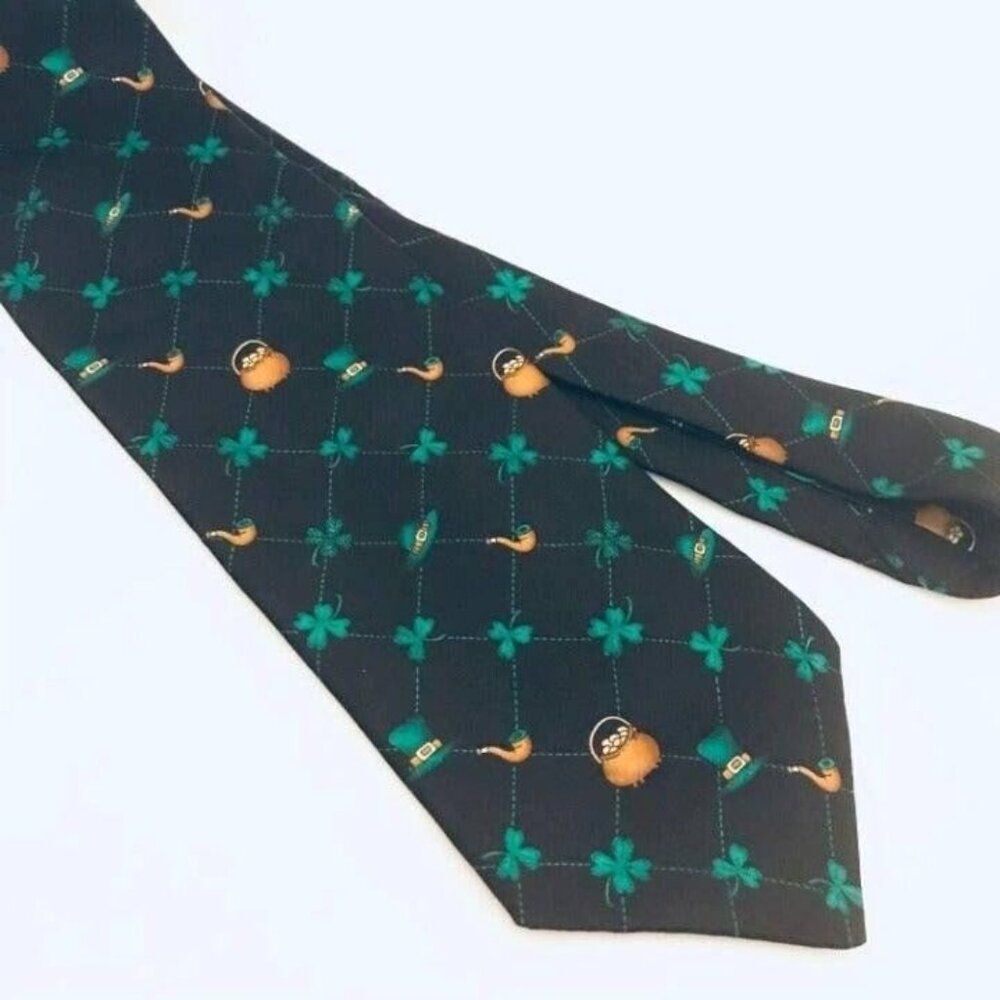 #1631  VTG CELEBRATIONS CLOVER POT OF GOLD NECKTIE 55 IN X 4 IN